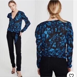 Parker - Long Sleeve Arya Tie Floral Blouse - Rainstorm Size M